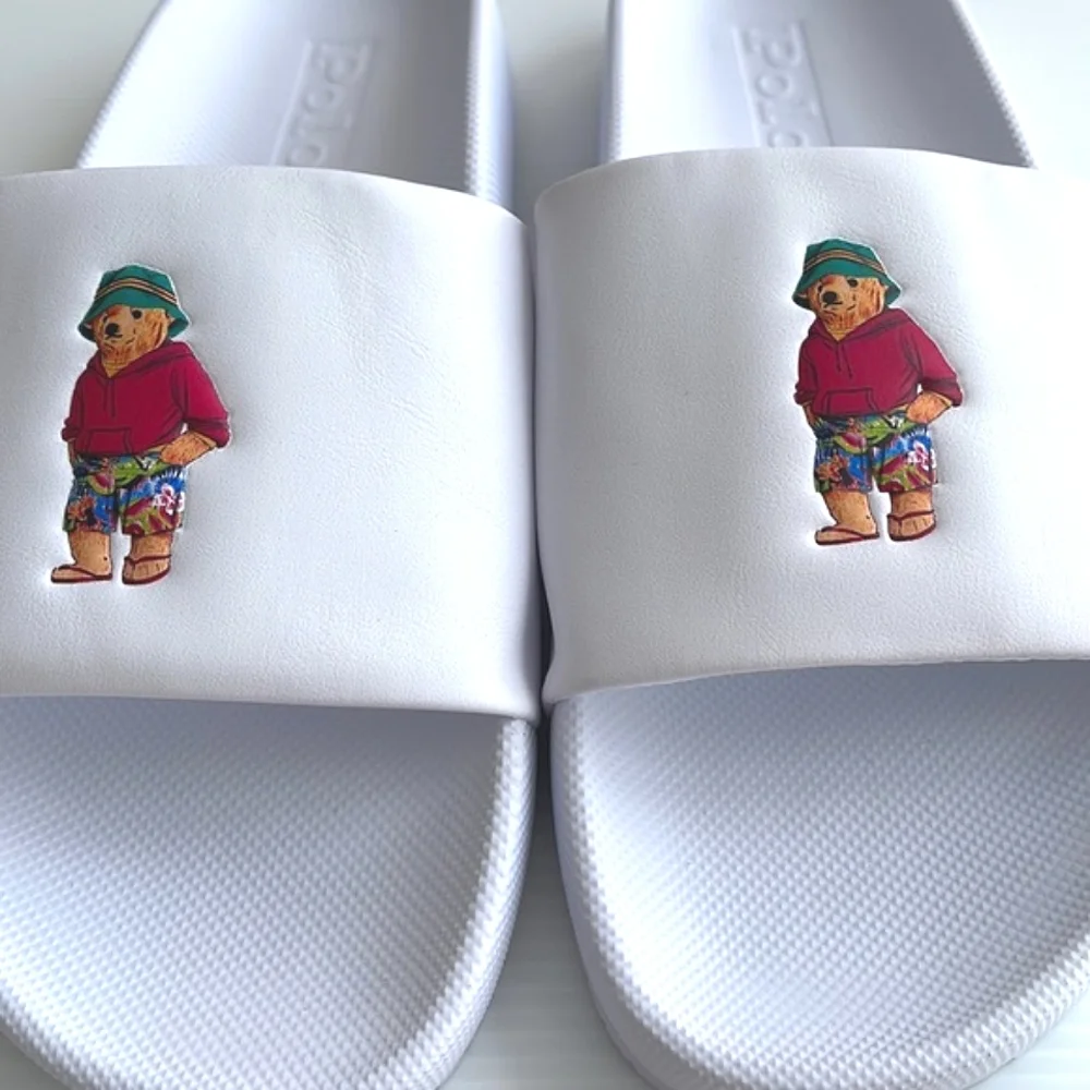 Polo Ralph Lauren Cayson Bear Pool White Sandals Sz 13 New - Picture 3 of 6